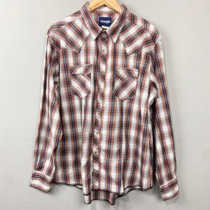 Wrangler Western Plaid Pearl Snap Shirt Size XXL Cowboy‎ Ranch Rodeo Indie 2XL